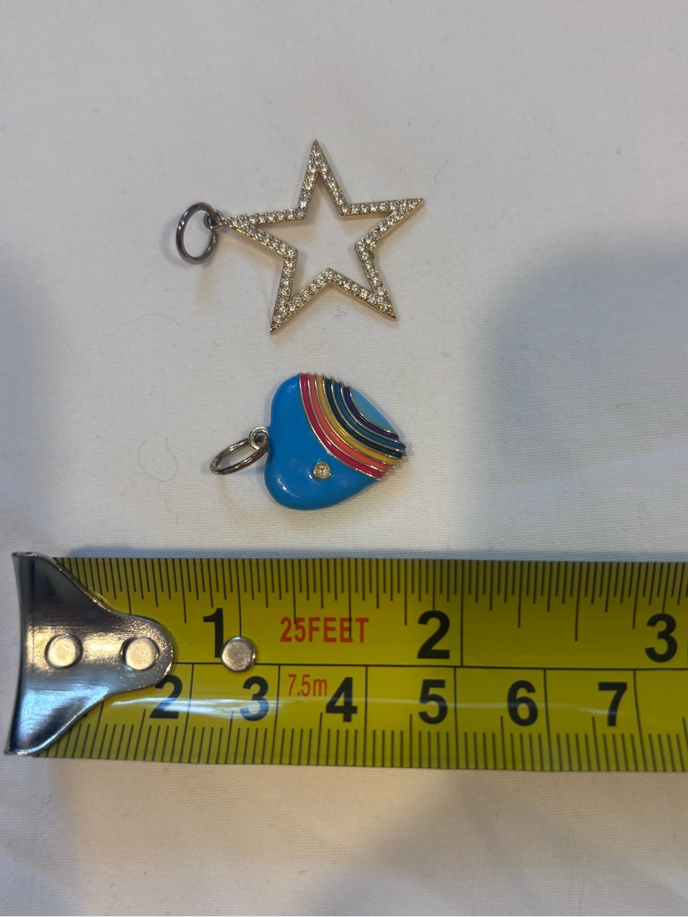 Blue Heart Rainbow Enamel Charm and Star Charm